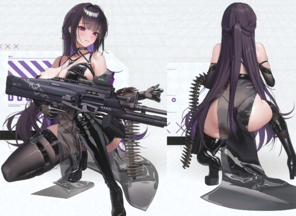 NIKKEのSSRミハラの射撃シーン