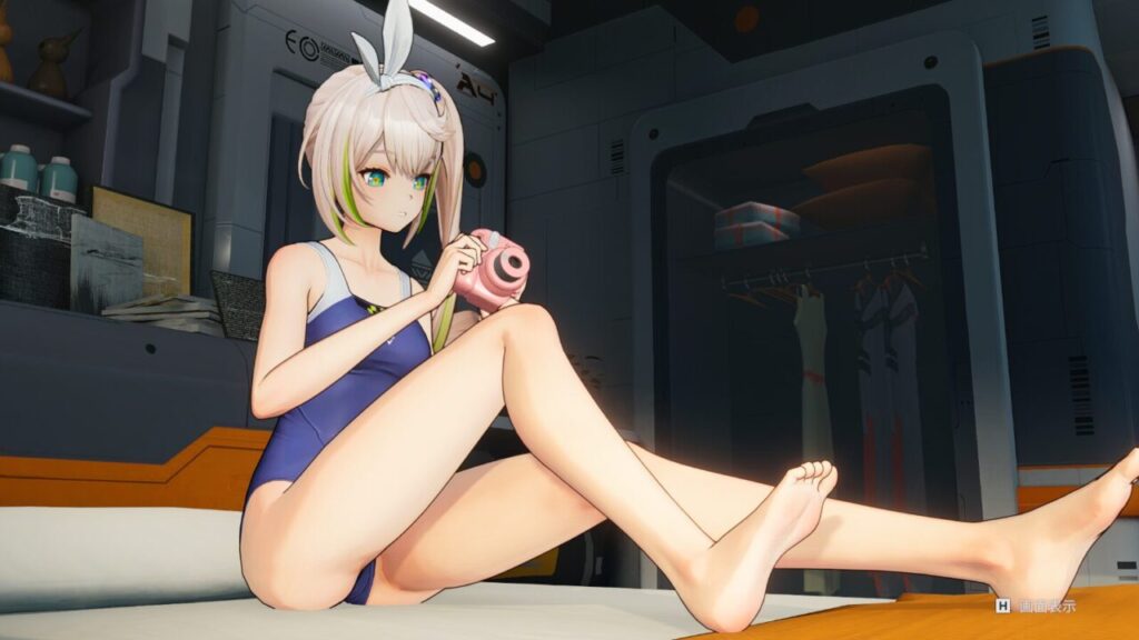 ドルフロ2のシャークリーの水着スキンのリラックスポーズ
