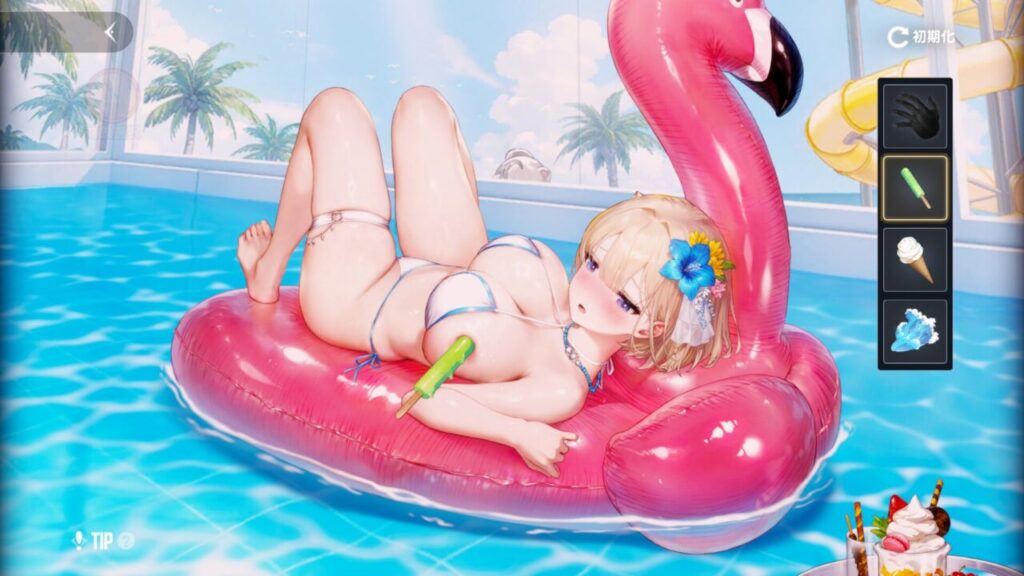 ブラウンダスト2の水着ユースティアのアイスおっぱい