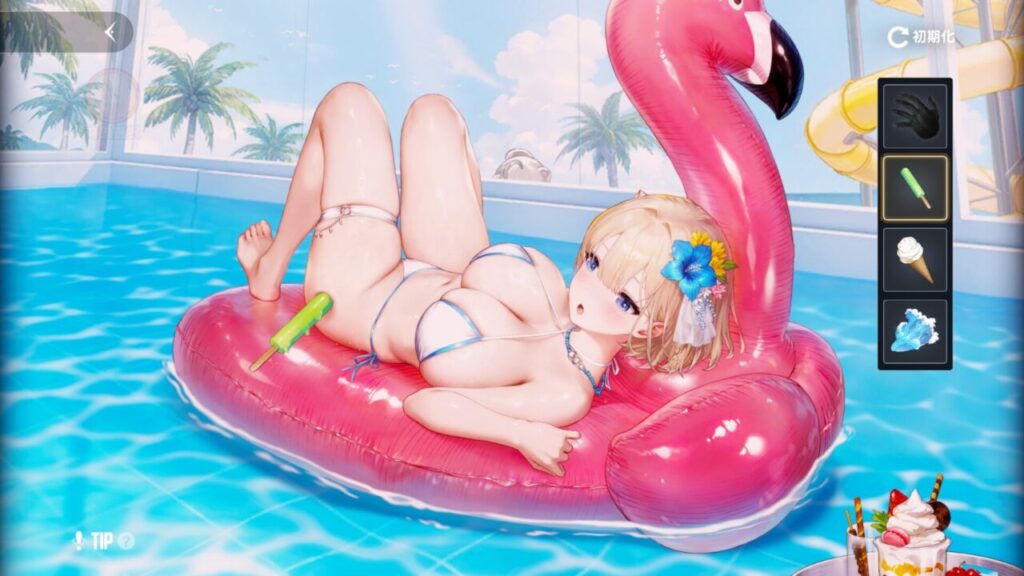 ブラウンダスト2の水着ユースティアのアイス太もも