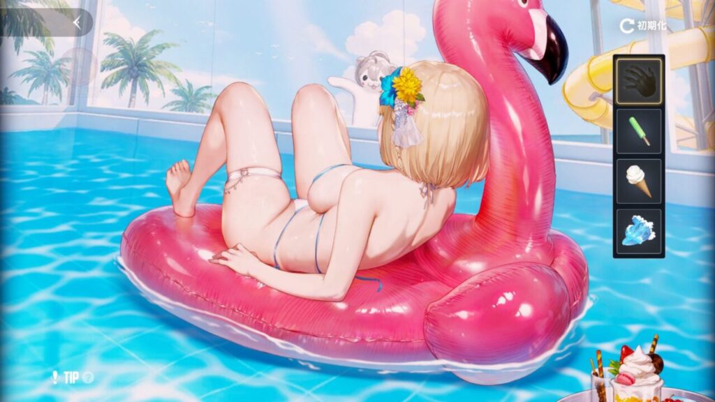 ブラウンダスト2の水着ユースティアの猫タップ