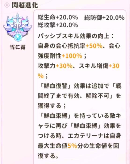 少女ウォーズのUR閃エカテリーナの閃超進化レベル1
