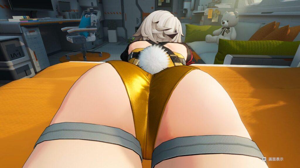 ドルフロ2のヴェクターバニー読書ポーズお尻目の前