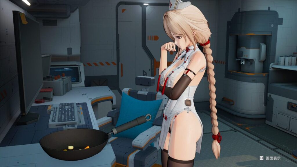ドルフロ2の秋樺休憩室思考ポーズ