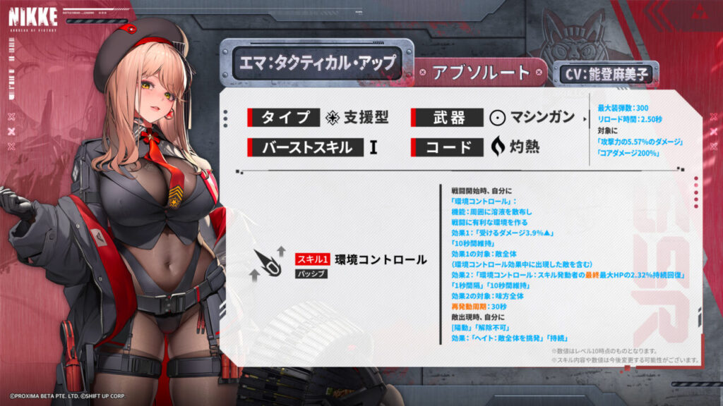 NIKKEのタクティカルアップエマ評価・スキル性能