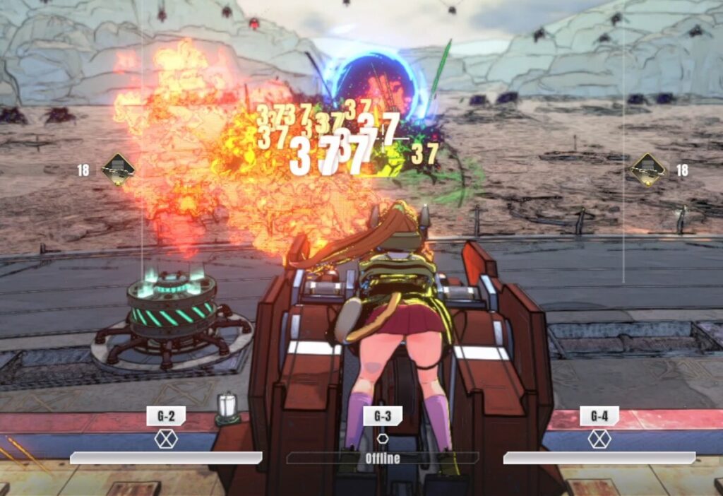 タレットと少女の火炎放射器