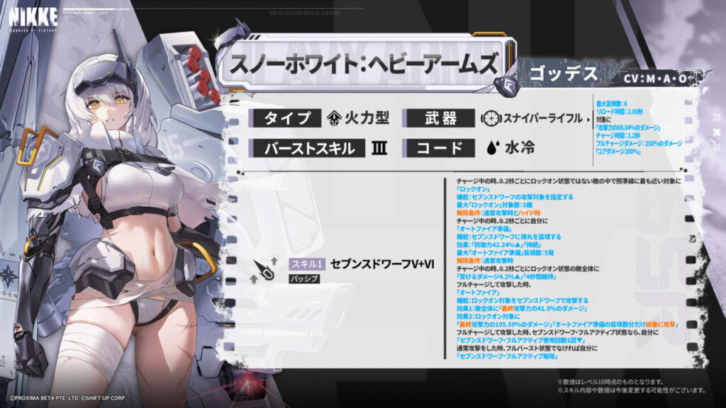 NIKKEの覚醒スノーホワイトの評価とスキル性能