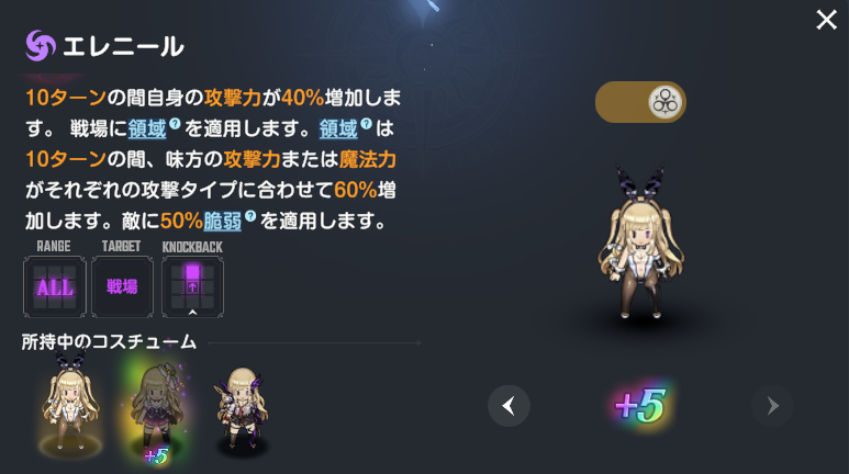 ブラウンダスト2のバニーエレニールスキル性能