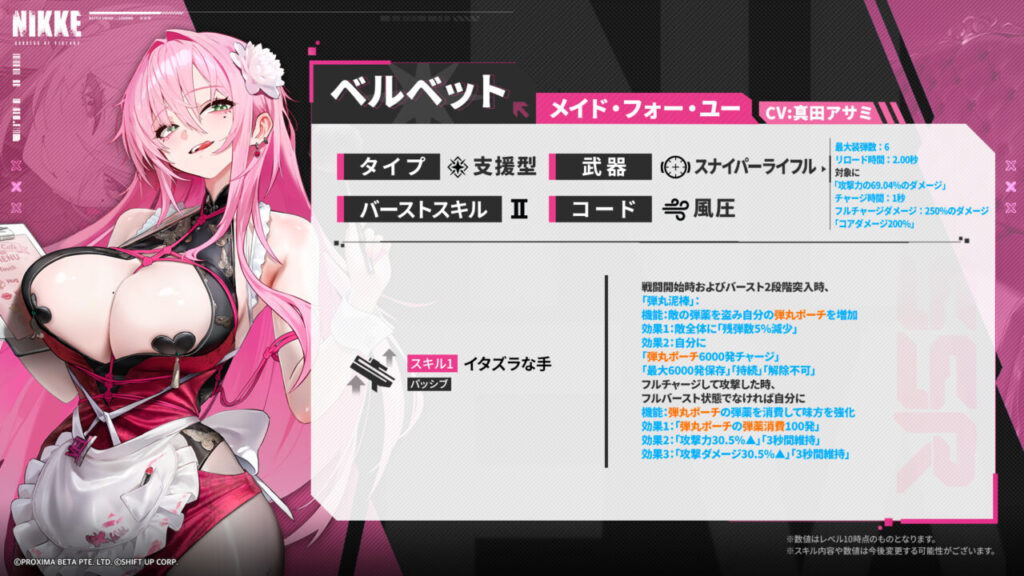 NIKKEのベルベットの評価とスキル性能