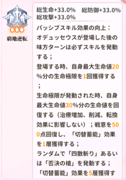 少女ウォーズのオデュッセウスの火炎レベル3