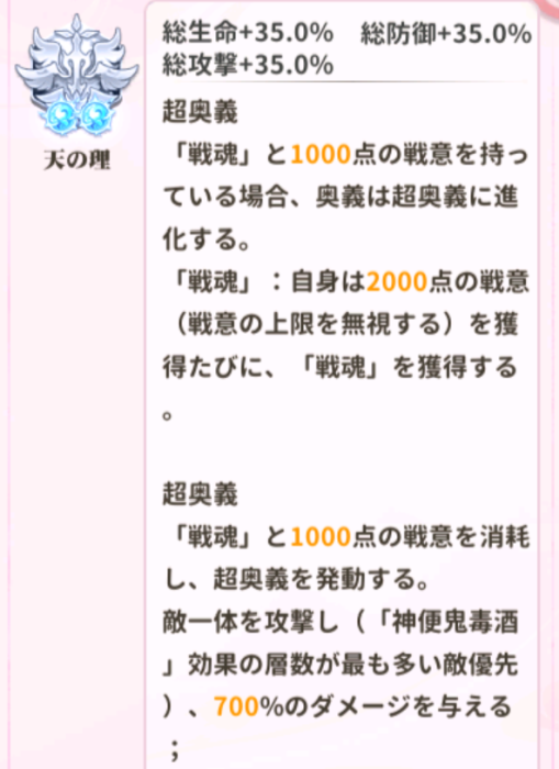 少女ウォーズの源頼光の閃超進化レベル2