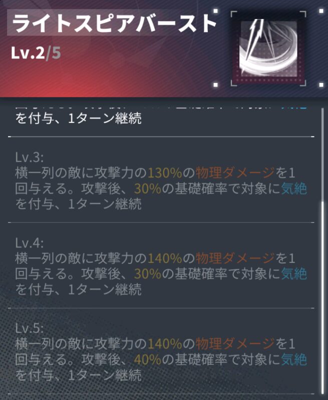 ダイブロスコアのマレルージュのスキル