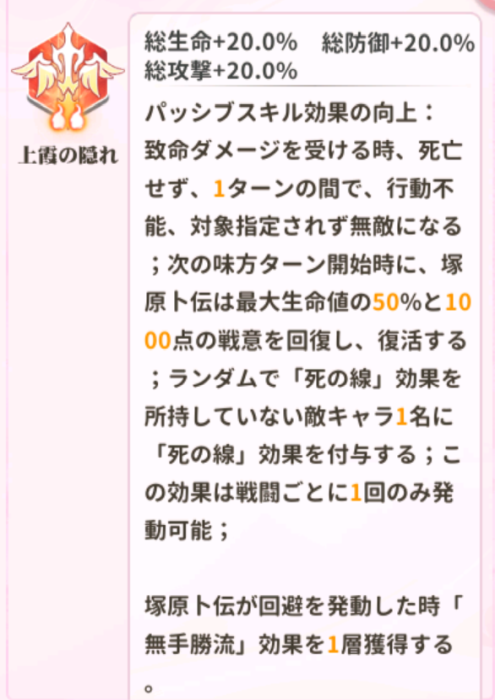 少女ウォーズの塚原卜伝の火炎レベル2