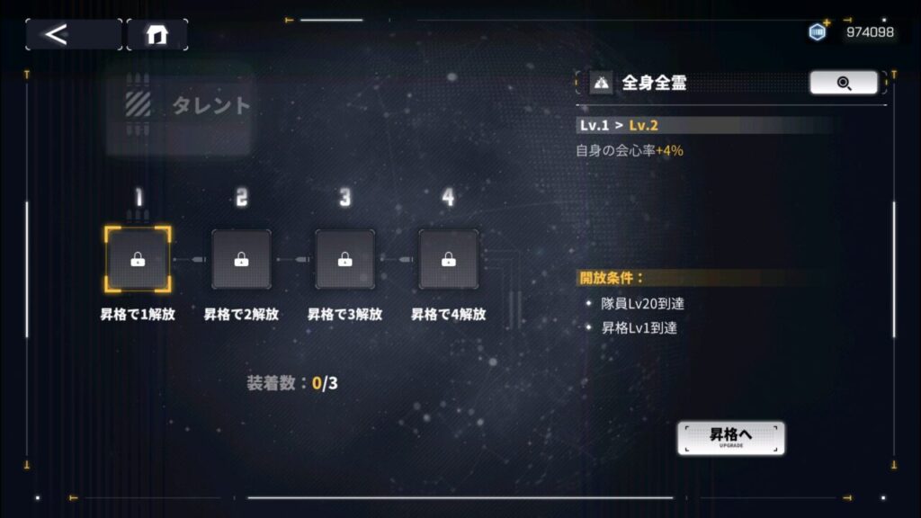 ダイブロスコアのトレードのタレントスキル