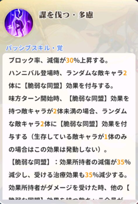 少女ウォーズのハンニバルのパッシブスキル