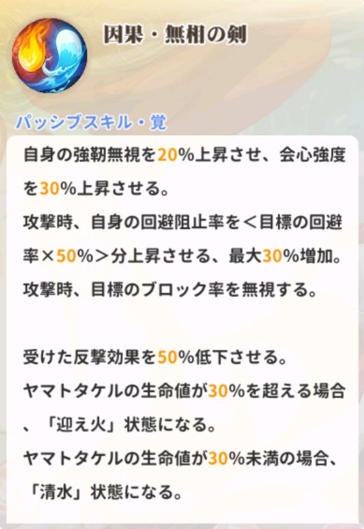 少女ウォーズのヤマトタケルのパッシブスキル