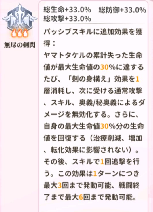 少女ウォーズのヤマトタケルの火炎レベル3
