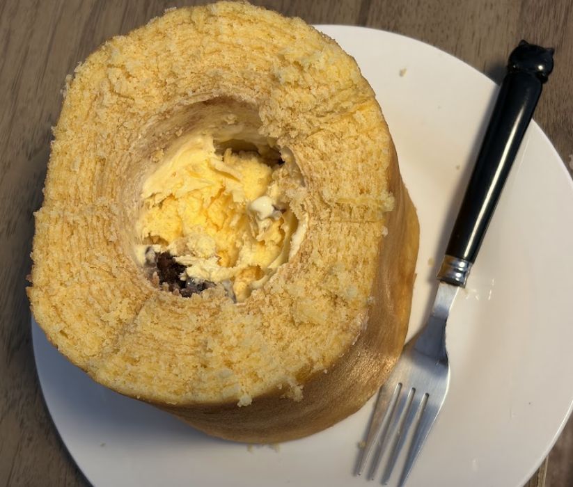 誕生日バームクーヘンケーキのアイスフォンデュ