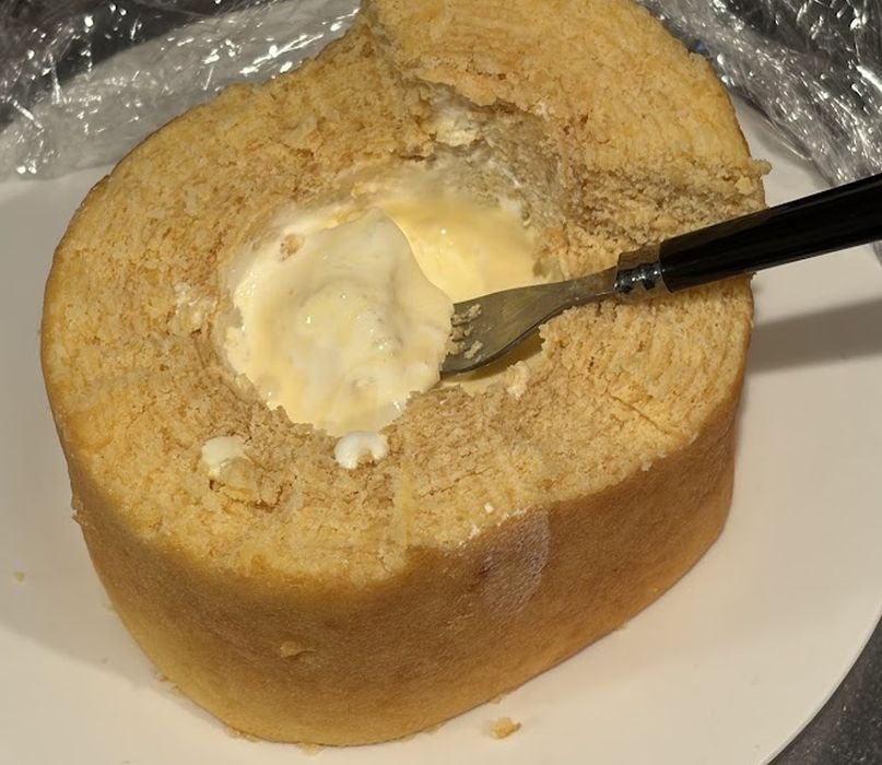 誕生日バームクーヘンケーキのフォンデュ