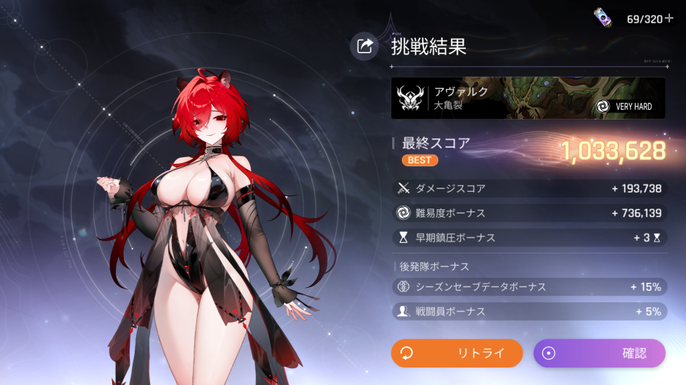 カオスゼロナイトメアの大亀裂スコア