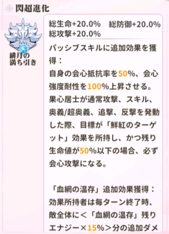 少女ウォーズの果心居士の閃超進化レベル1