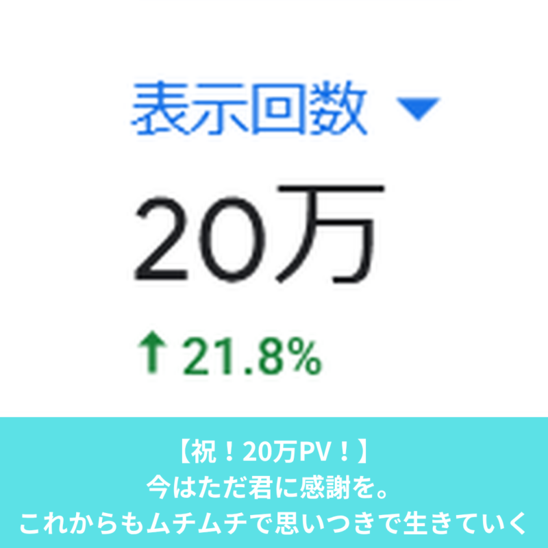 20万PV越え！これからもムチムチで思いつきで生きていく