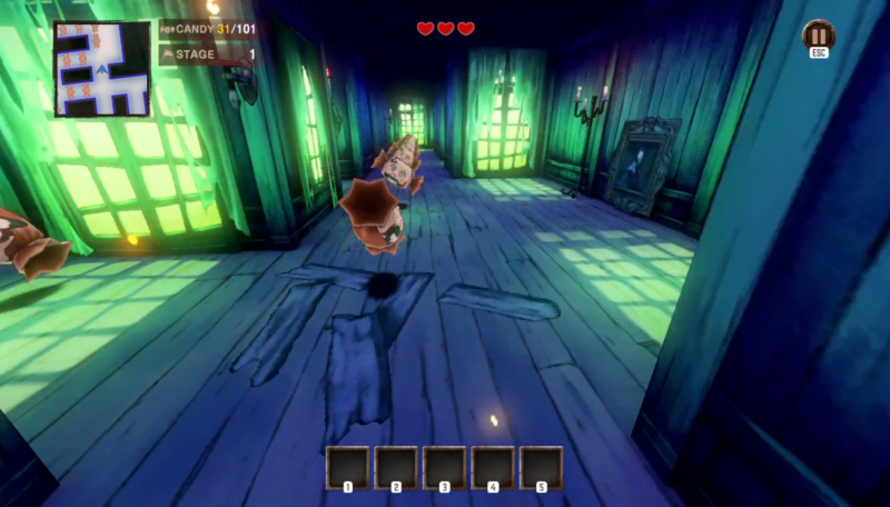 ブラウンダスト2のミニゲームマンションランナウェイゲーム画面