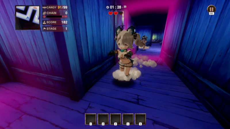 ブラウンダスト2のミニゲームマンションランナウェイティル接近